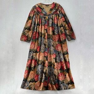 VTG Zip Velvet Velour Robe‎ Nightgown House Dress LARGE Pockets Victorian